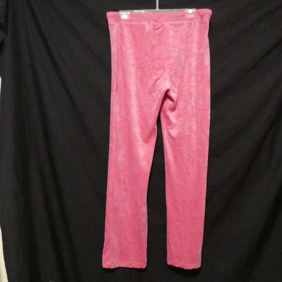 BCBG MAX AZRIA | large | Y2K Extremely Soft Pink Velour Pants | Sequin Letters - Picture 2 of 16